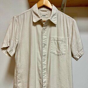 Buck Mason Short Sleeve Draped Twill One Pocket Shirt -- Natural M